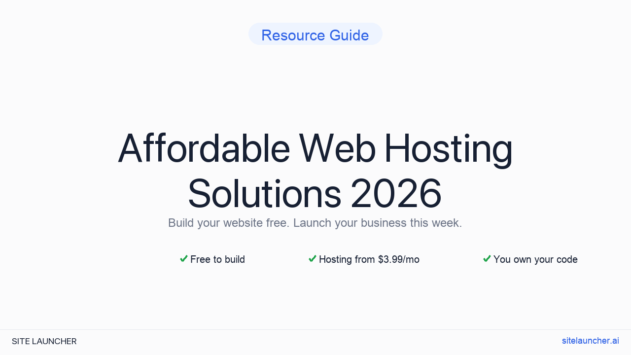 Affordable Web Hosting Solutions 2026