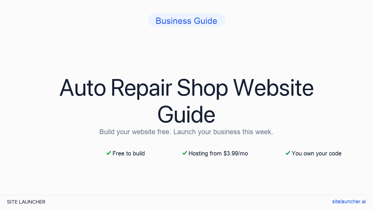How to Build a Website for Your Auto Repair Shop (Free, Fast, and Professional)
