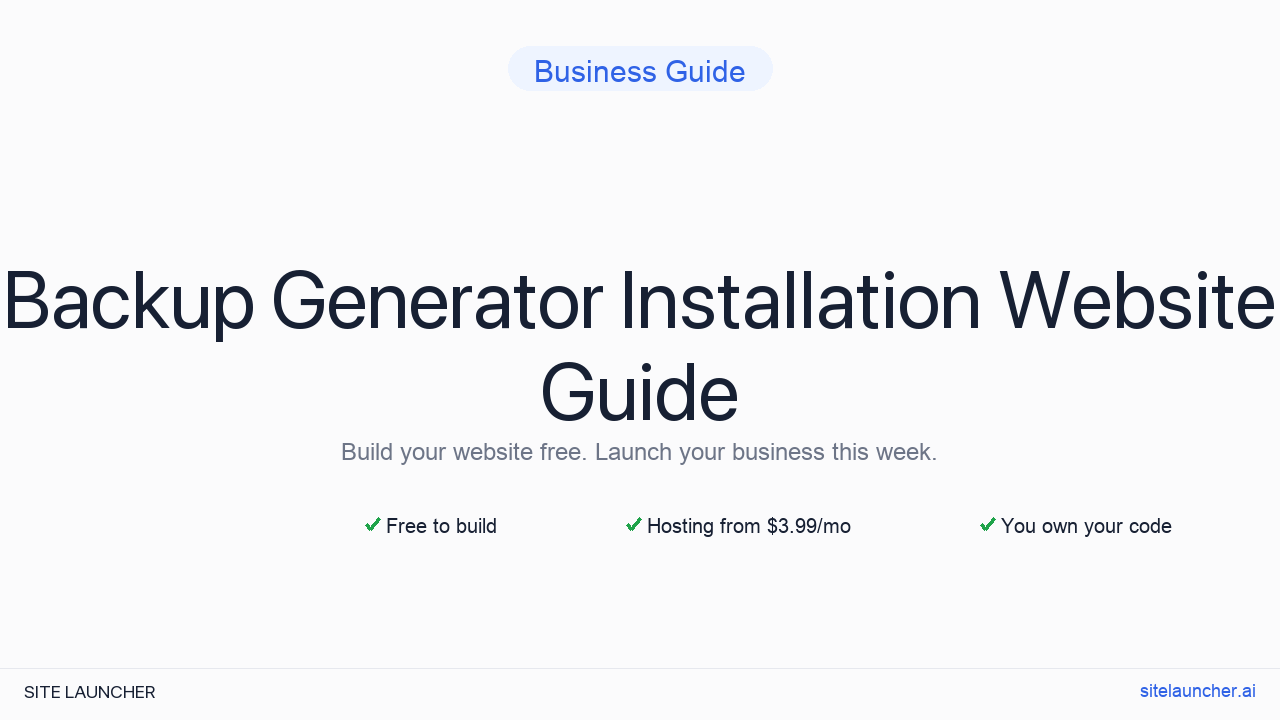 How to Build a Website for Your Backup Generator Installation (Free, Fast, and Professional)