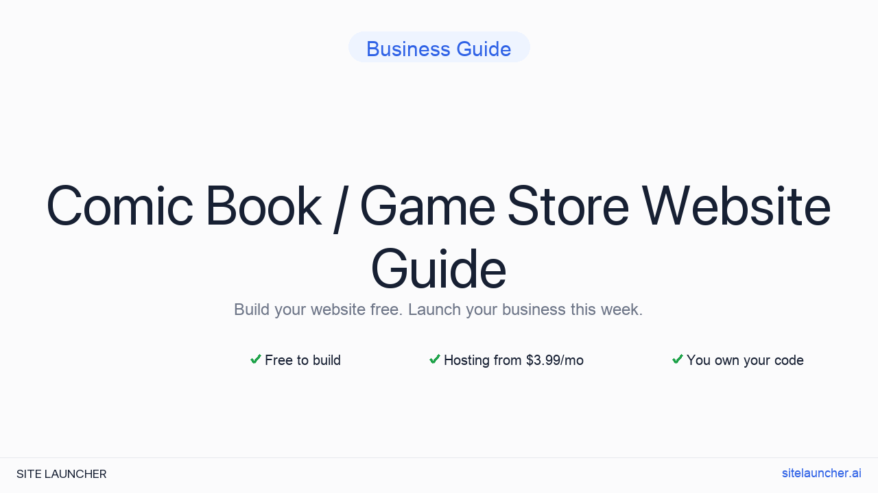 How to Build a Website for Your Comic Book / Game Store (Free, Fast, and Professional)