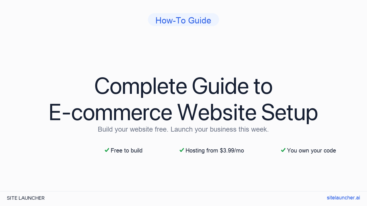 Complete Guide to E-commerce Website Setup