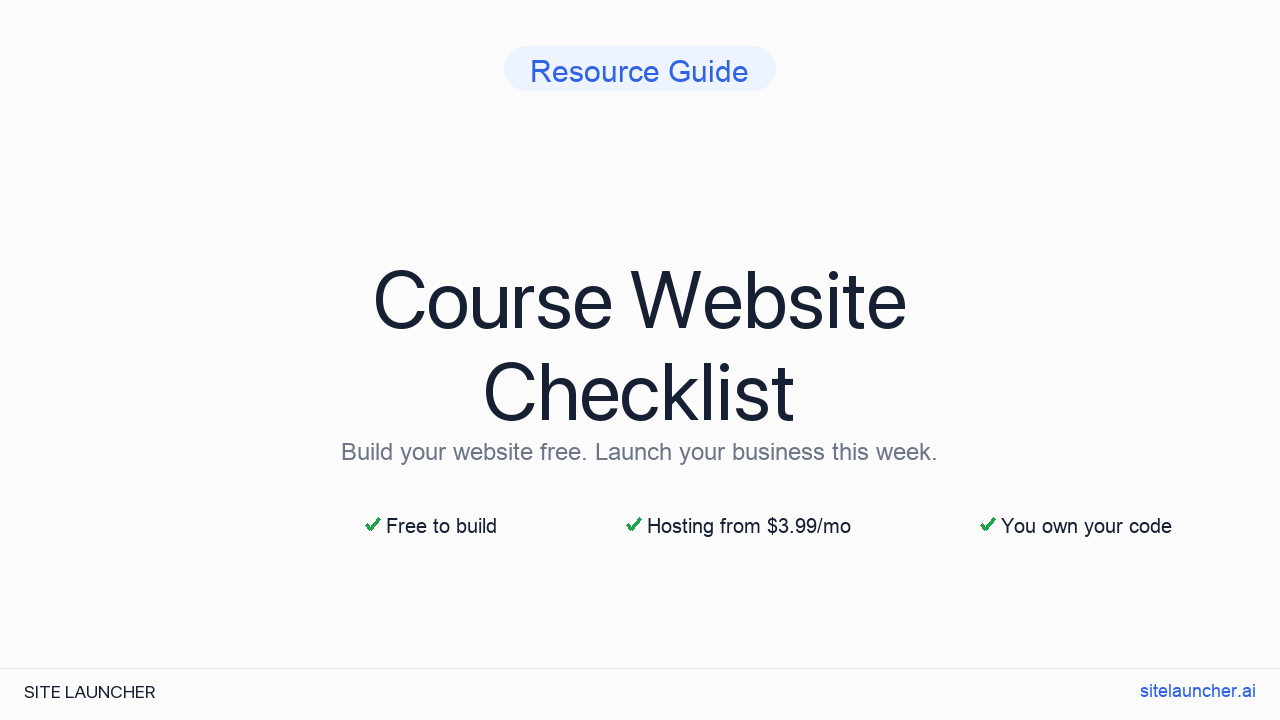 Course Website Checklist