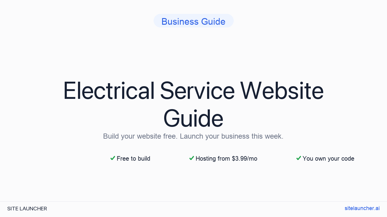 How to Build a Website for Your Electrical Service (Free, Fast, and Professional)