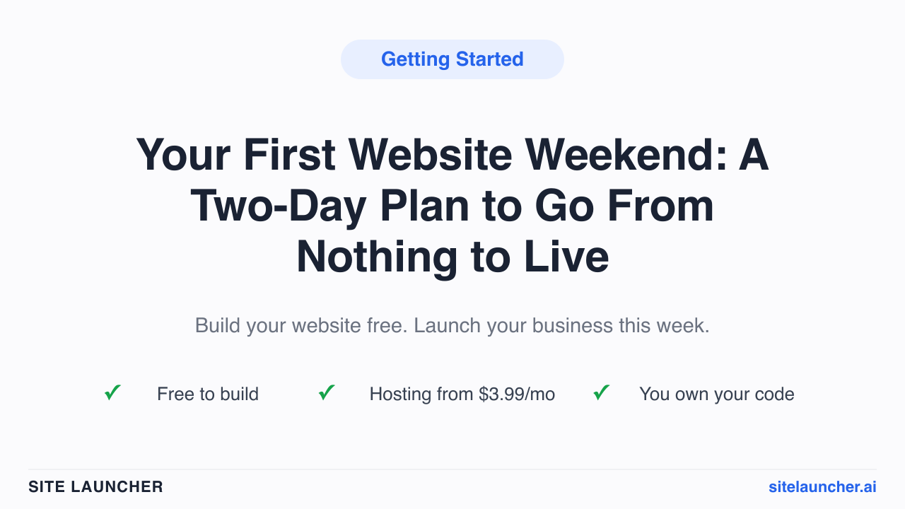 Your First Website Weekend: A Two-Day Plan to Go From Nothing to Live