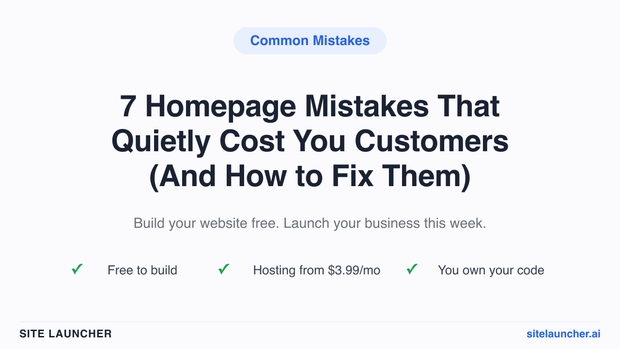 7 Homepage Mistakes That Quietly Cost You Customers (And How to Fix Them)