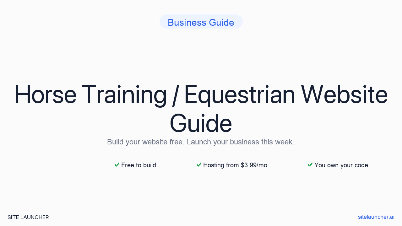 How to Build a Website for Your Horse Training / Equestrian (Free, Fast, and Professional)