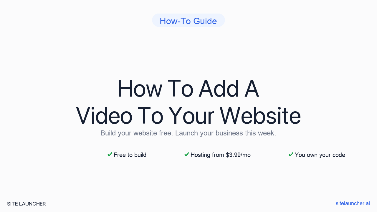 How To Add A Video To Your Website