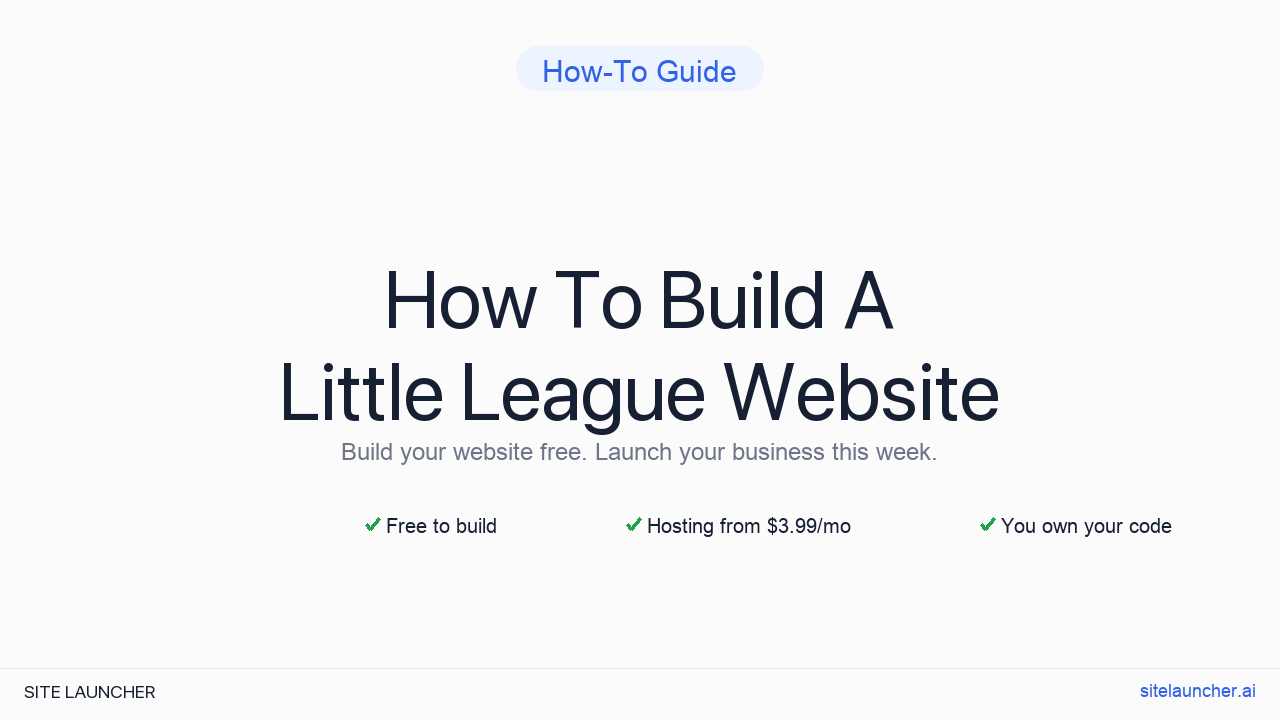 How To Build A Little League Website