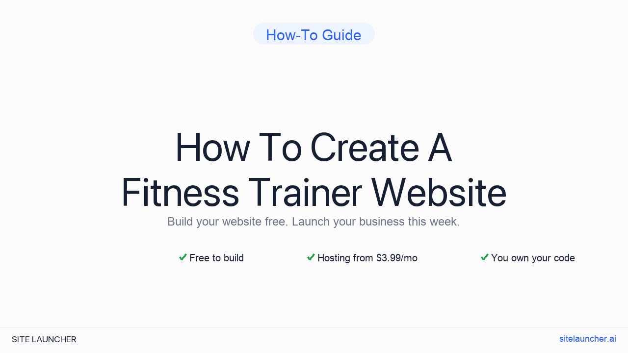 How To Create A Fitness Trainer Website