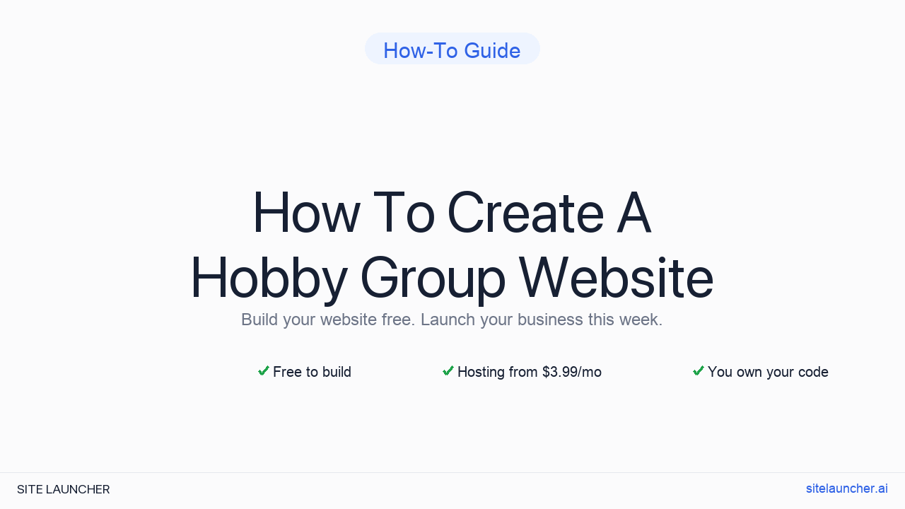 How To Create A Hobby Group Website
