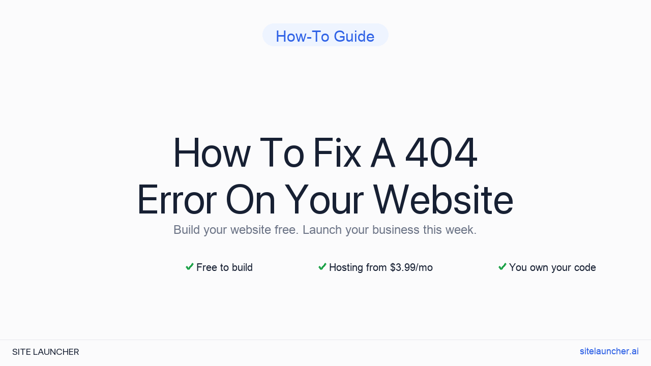 How To Fix A 404 Error On Your Website