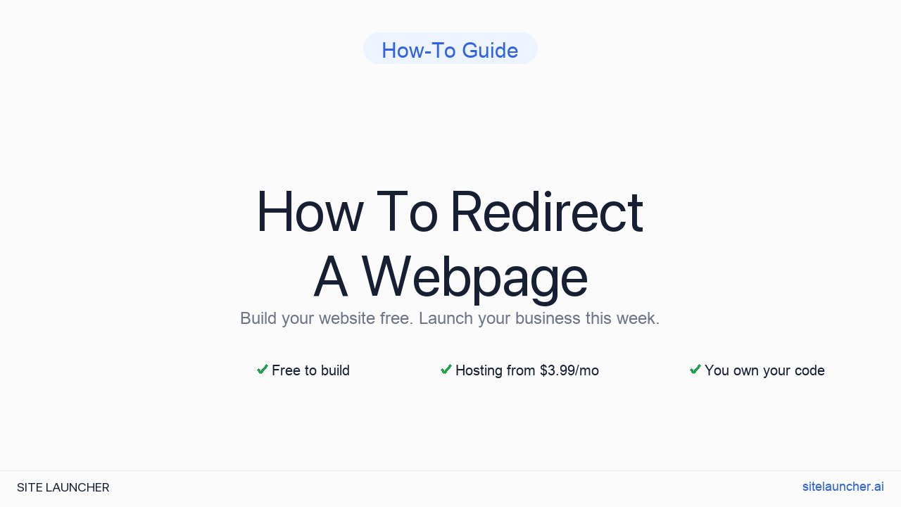 How To Redirect A Webpage