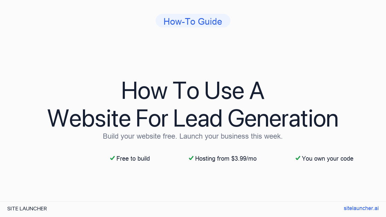 How To Use A Website For Lead Generation