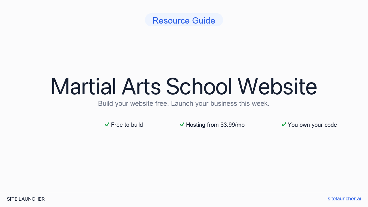 Martial Arts School Website
