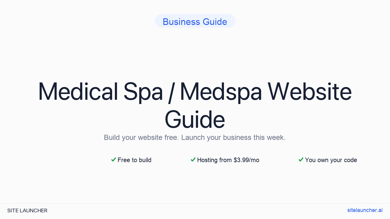 How to Build a Website for Your Medical Spa / Medspa (Free, Fast, and Professional)