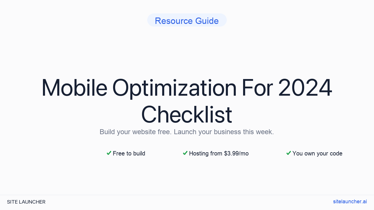 Mobile Optimization Checklist For 2024