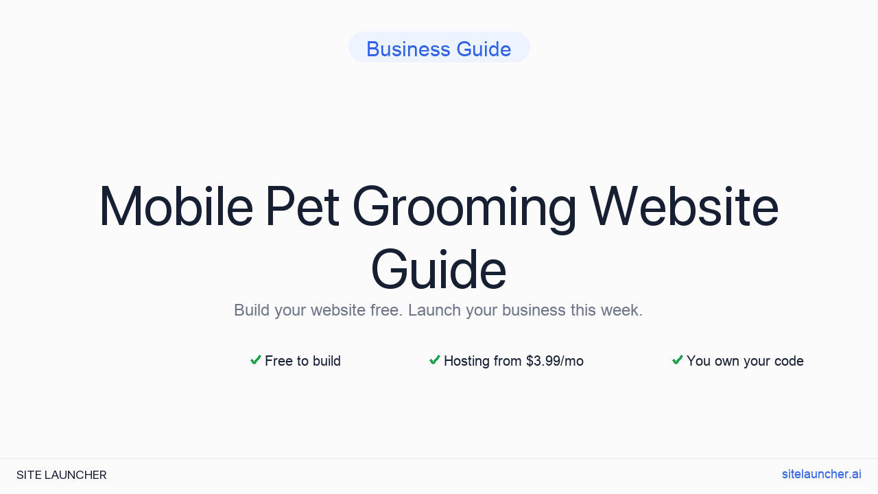 How to Build a Website for Your Mobile Pet Grooming (Free, Fast, and Professional)