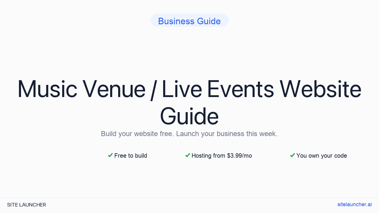 How to Build a Website for Your Music Venue / Live Events (Free, Fast, and Professional)