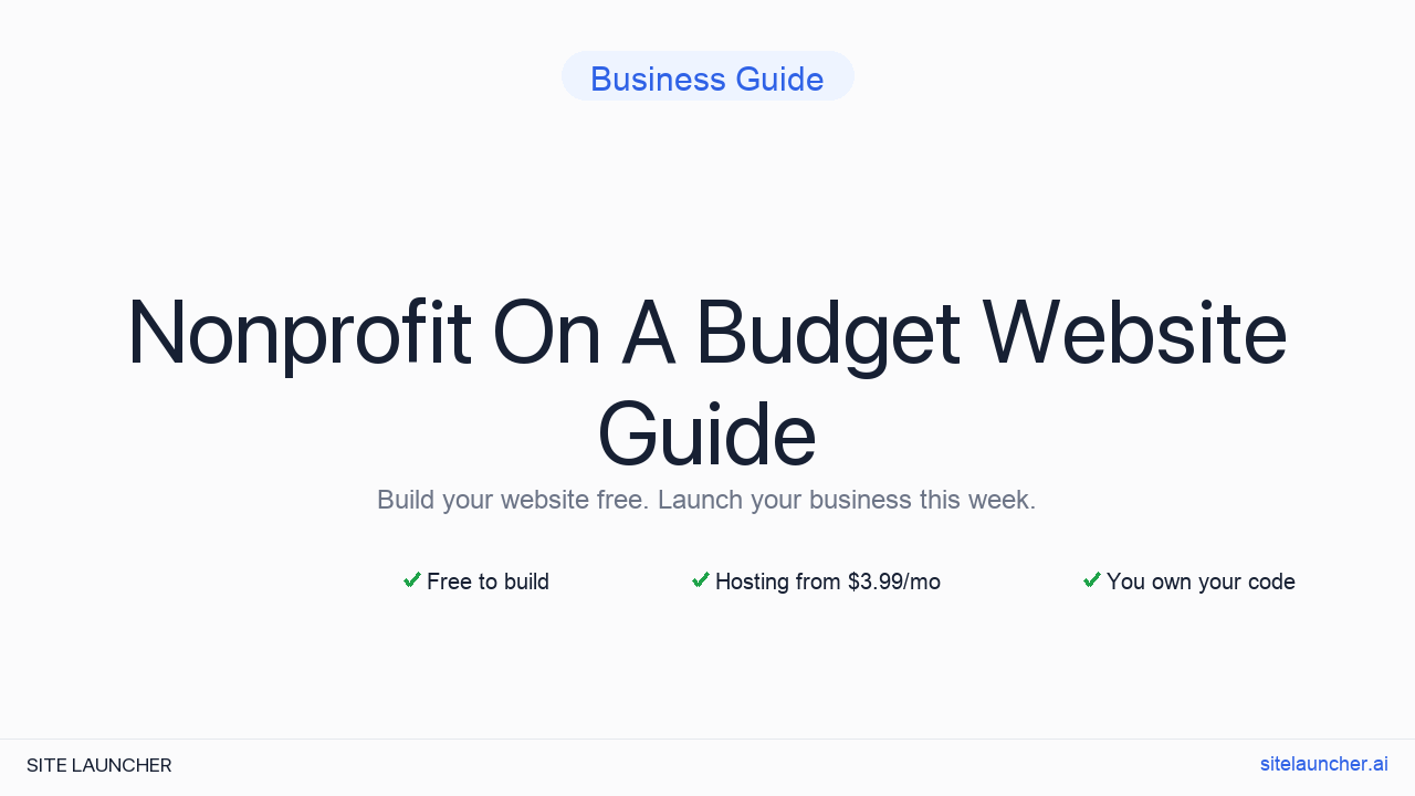 Website For Nonprofit On A Budget