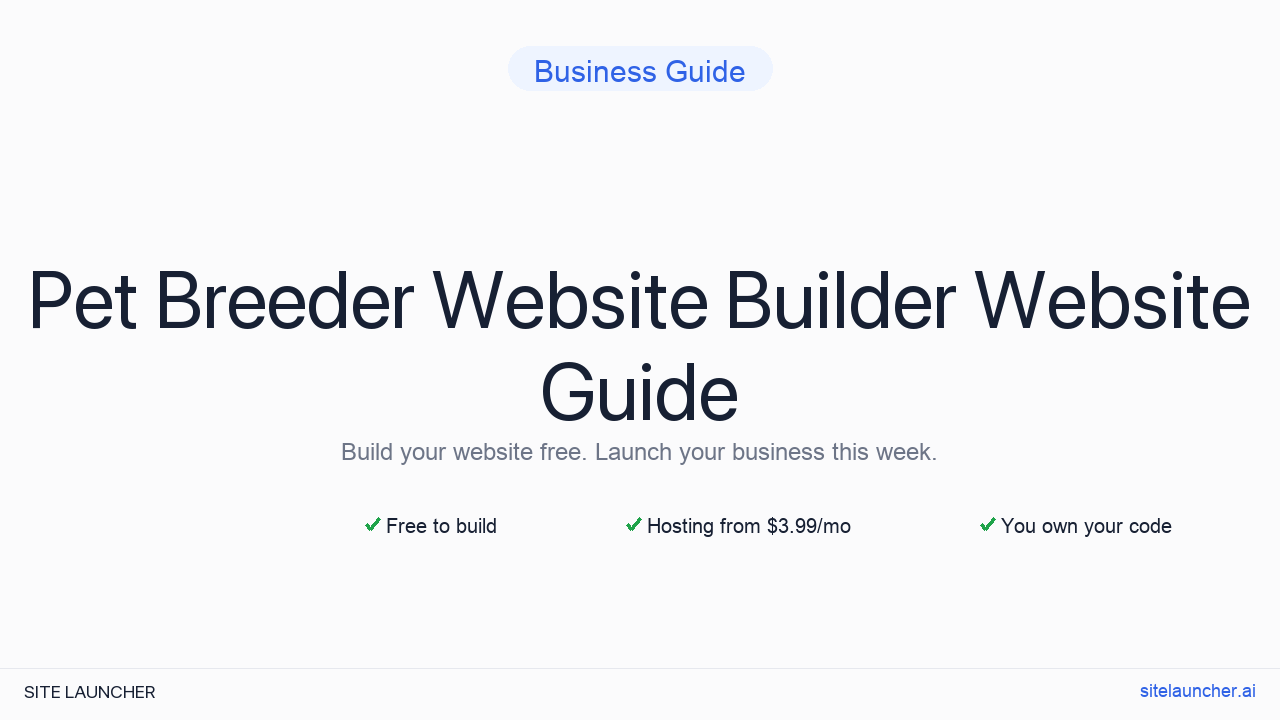 Pet Breeder Website Builder