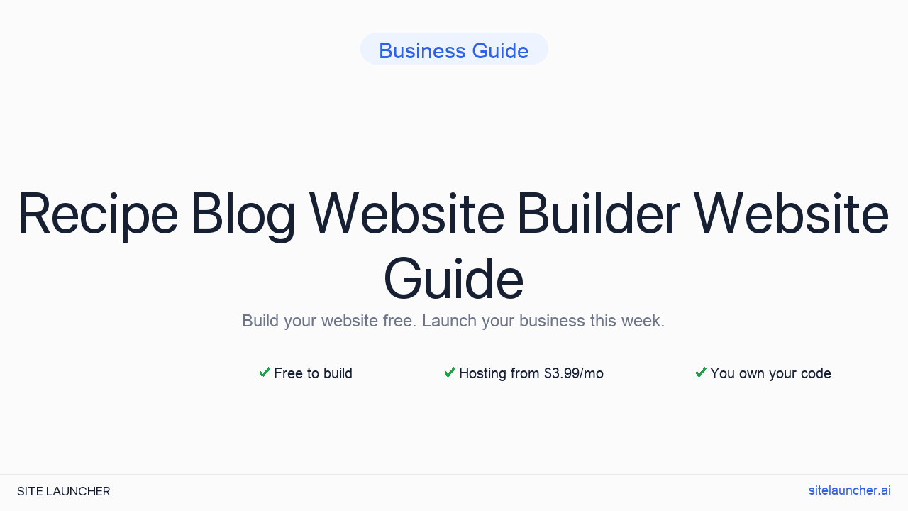 Recipe Blog Website Builder