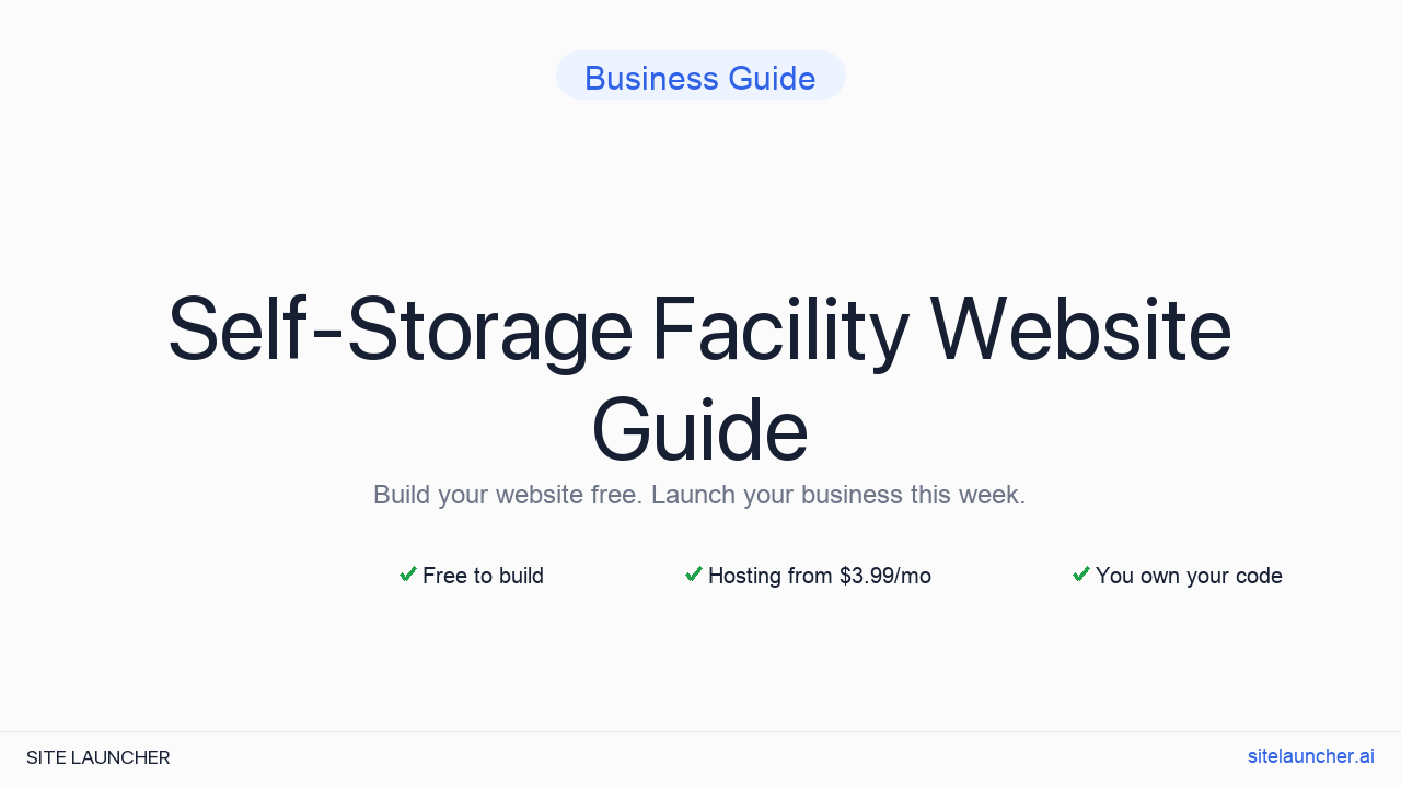How to Build a Website for Your Self-Storage Facility (Free, Fast, and Professional)