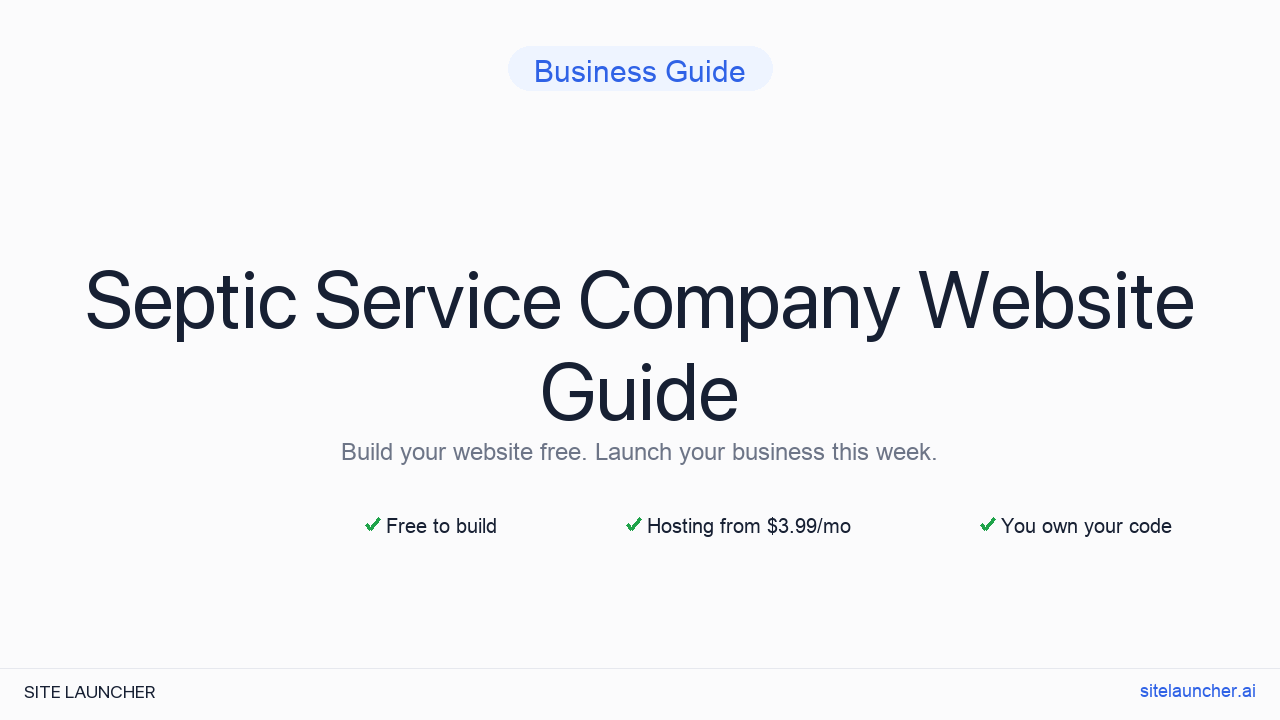 How to Build a Website for Your Septic Service Company (Free, Fast, and Professional)