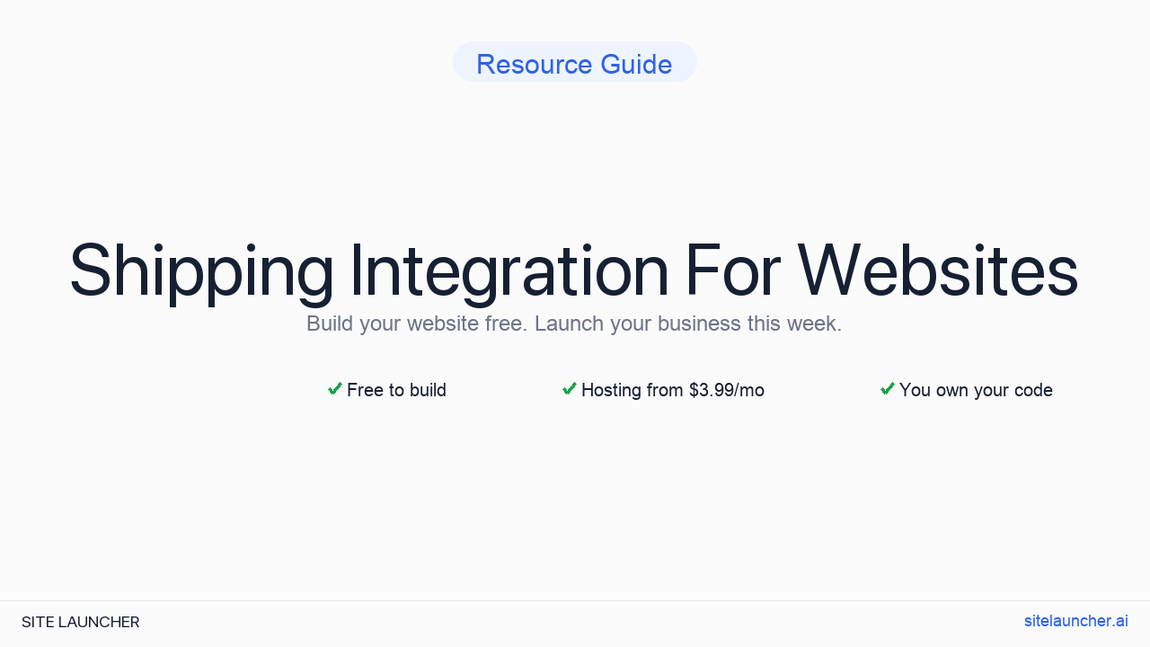Shipping Integration For Websites