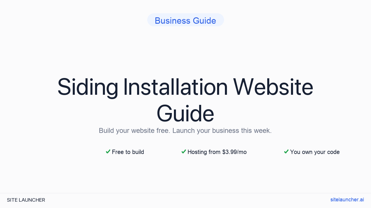 How to Build a Website for Your Siding Installation (Free, Fast, and Professional)