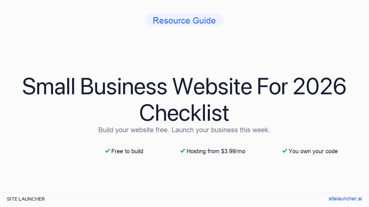 Small Business Website Checklist for 2026