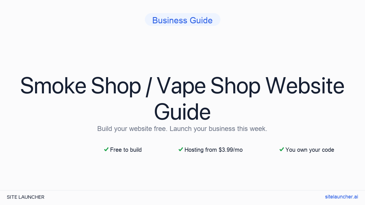 How to Build a Website for Your Smoke Shop / Vape Shop (Free, Fast, and Professional)