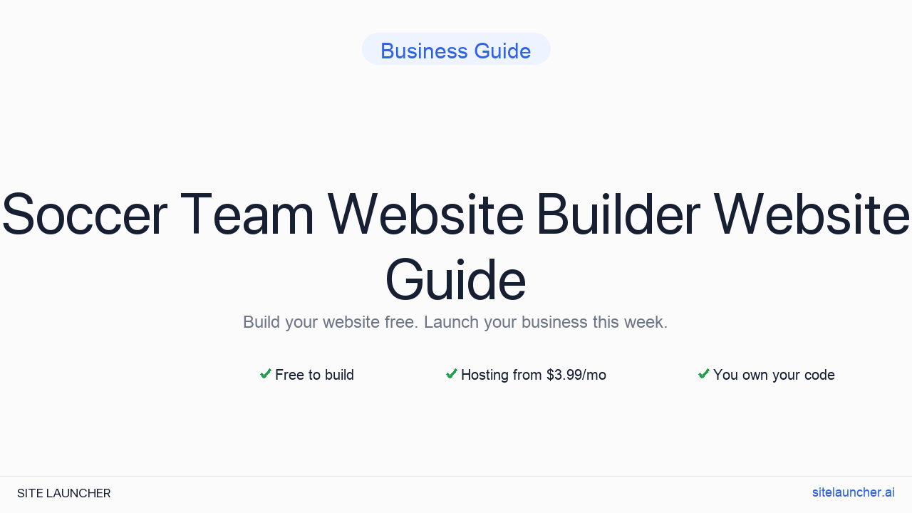 Soccer Team Website Builder
