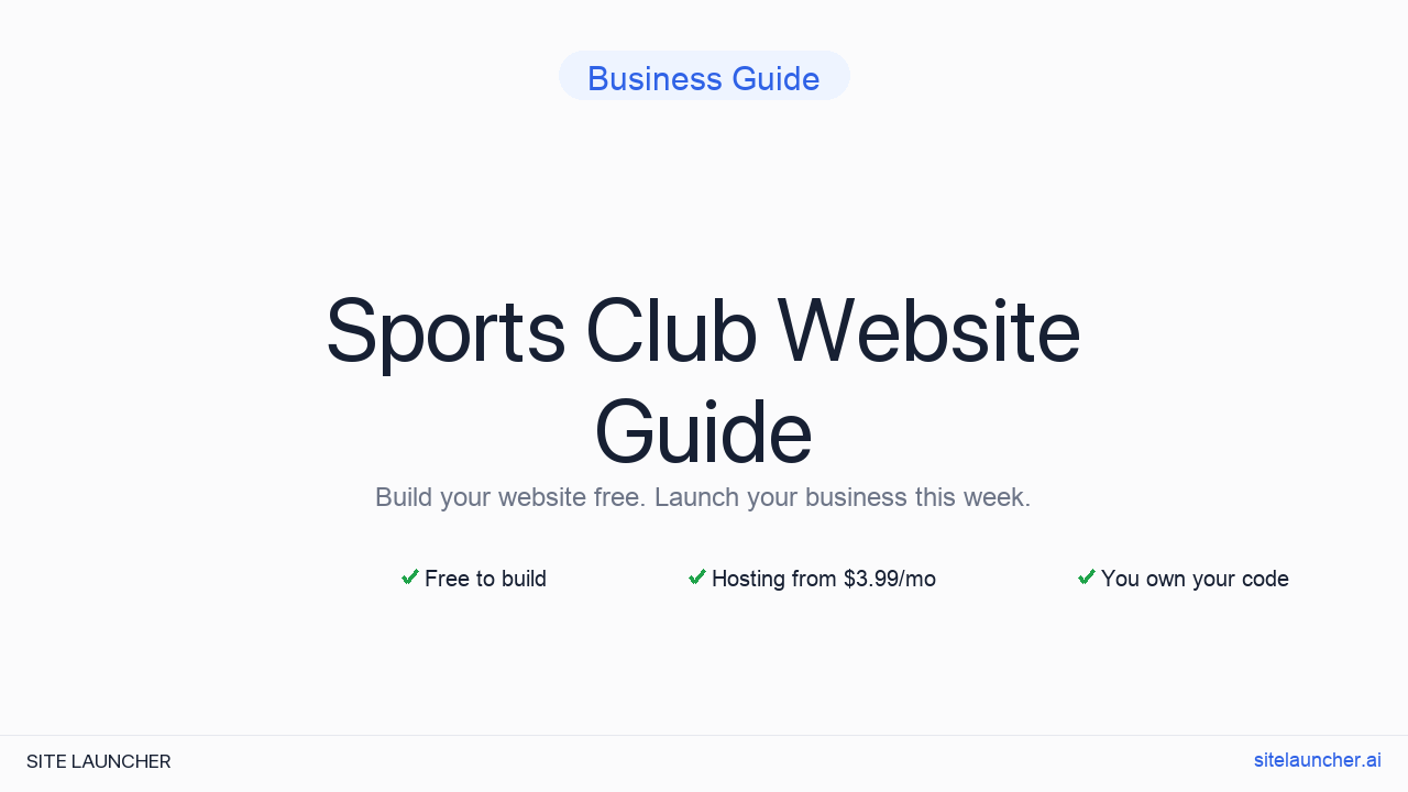 Website For Sports Club