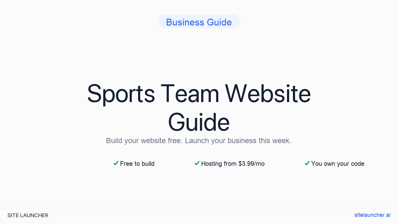 Website For Sports Team