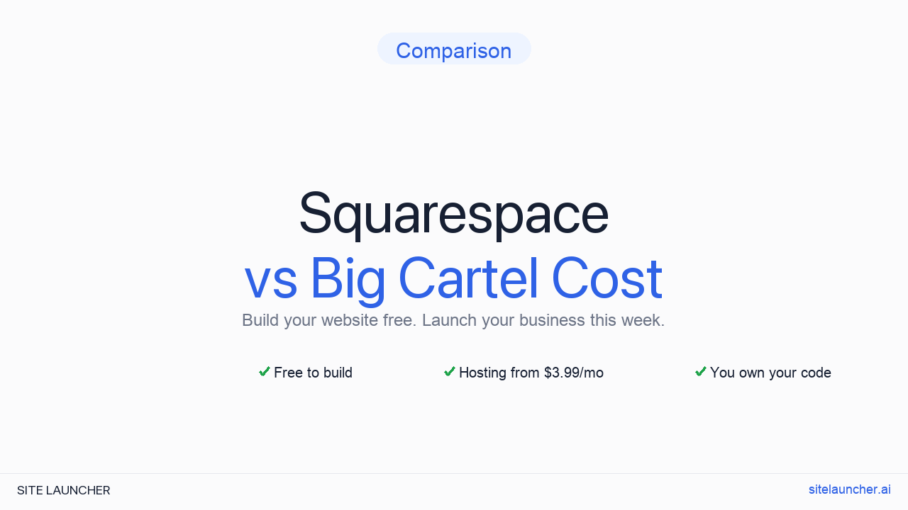 Squarespace vs Big Cartel Cost