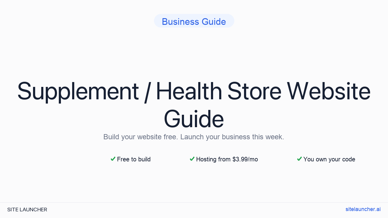 How to Build a Website for Your Supplement / Health Store (Free, Fast, and Professional)