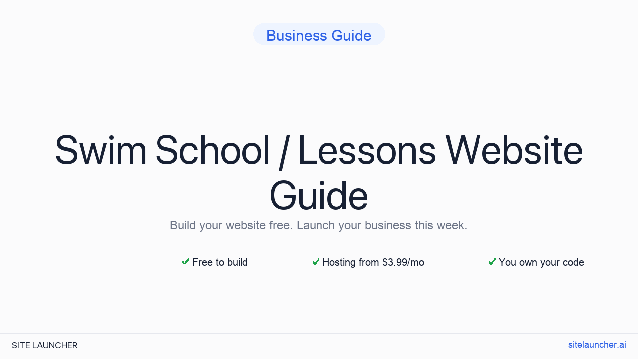 How to Build a Website for Your Swim School / Lessons (Free, Fast, and Professional)