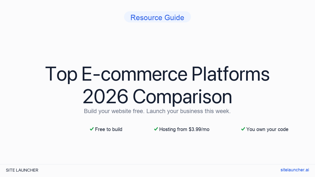 Top E-commerce Platforms 2026 Comparison