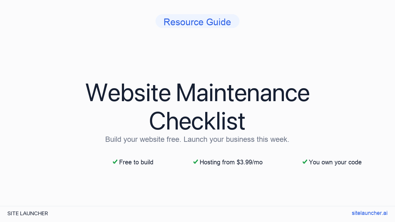 Website Maintenance Checklist