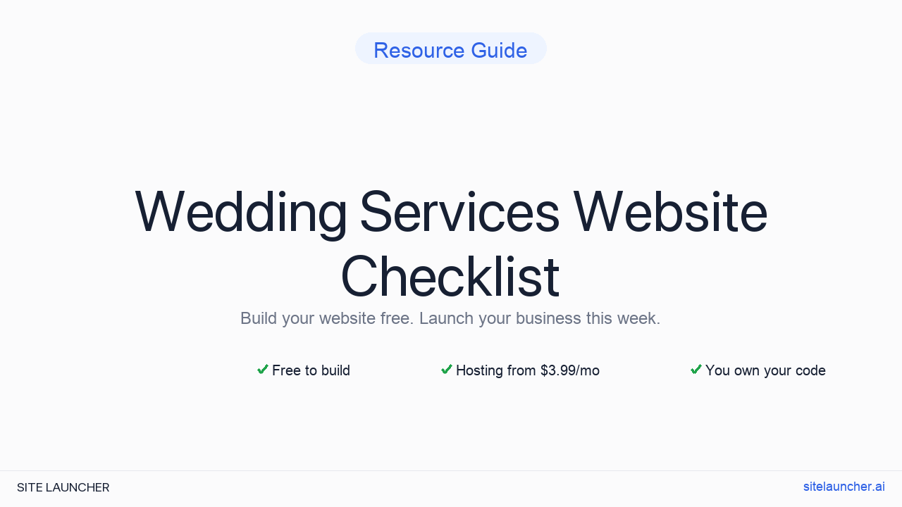 Wedding Services Website Checklist
