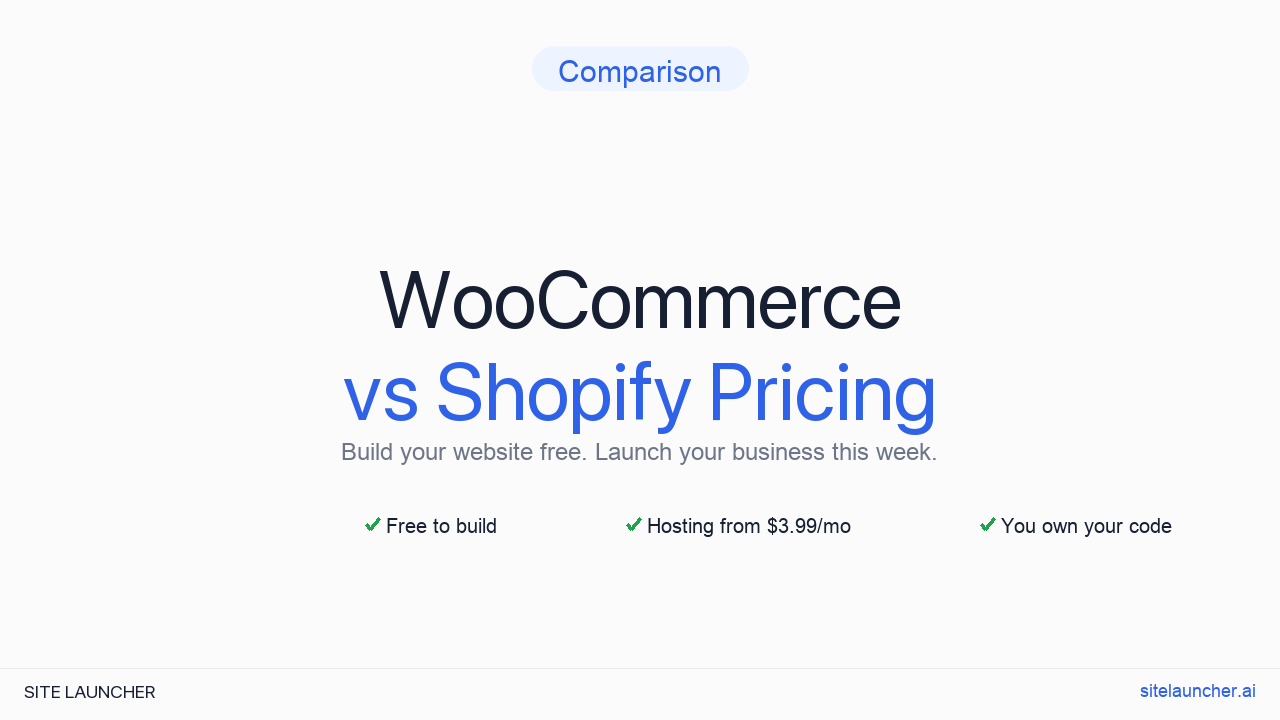 WooCommerce vs Shopify Pricing