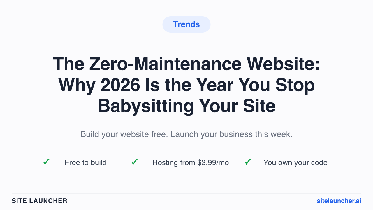The Zero-Maintenance Website: Why 2026 Is the Year You Stop Babysitting Your Site